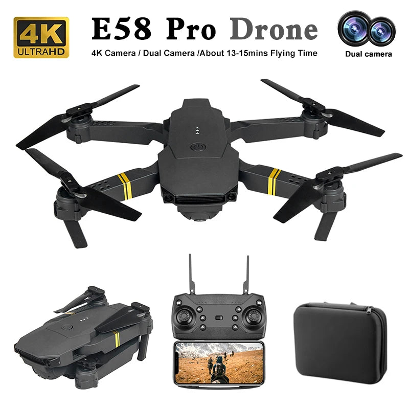 Drone profesional de doble cámara 4K con ángulo amplio y detección de obstáculos